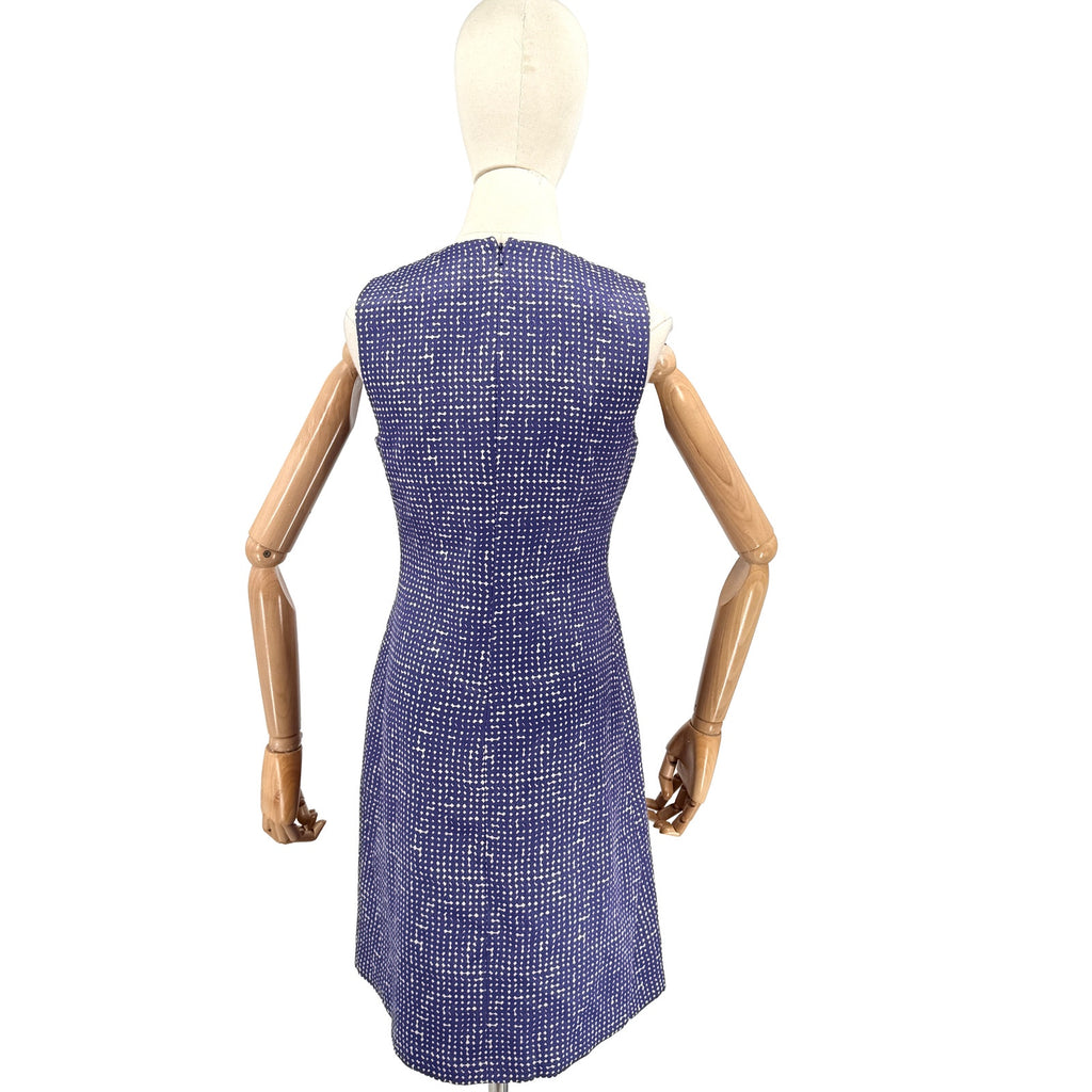 Tory Burch Purple Geometric Mod Sleeveless Pockets Mini Dress