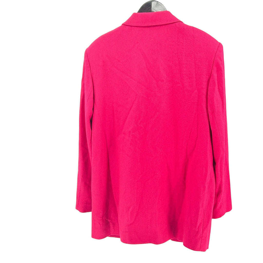 Vintage 90s Oleg Cassini Wool Hot Pink Minimalist Gold Button Power Blazer