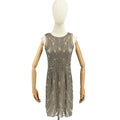 Vintage Y2K Farah Khan Beige Silver Beaded Sequin Bodycon Cocktail Dress