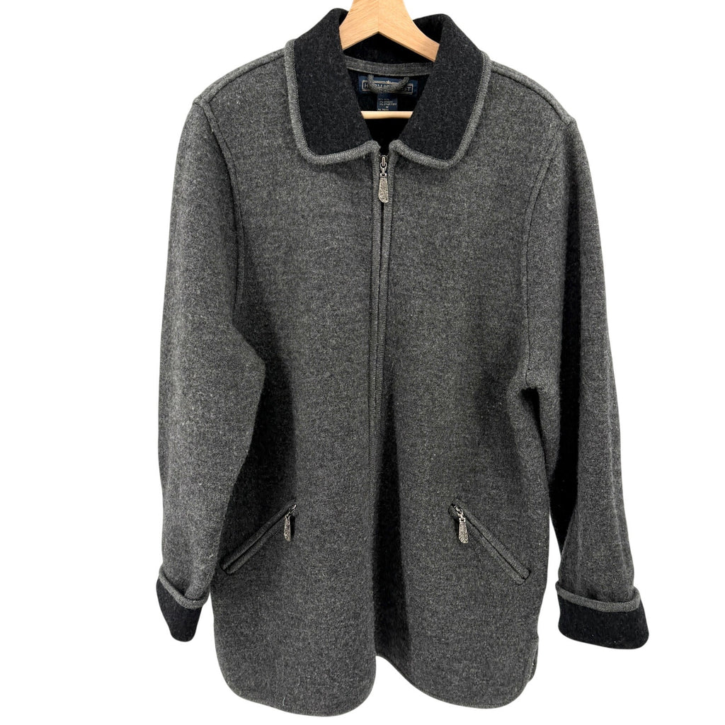 Vintage 90s Herman Geist Charcoal Gray Contrast Collar Zip Jacket