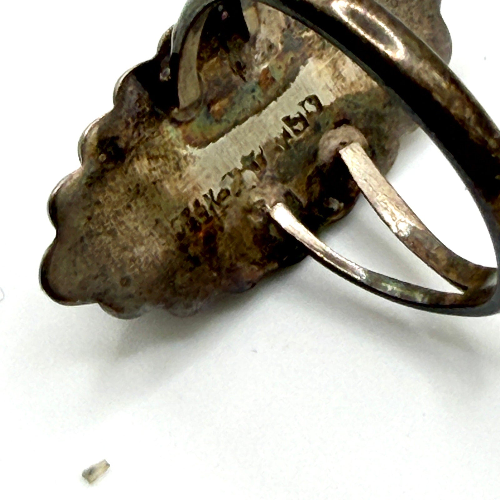 Vintage 70s Sugilite Sterling Silver Artist Signed Southwestern Statement Ring