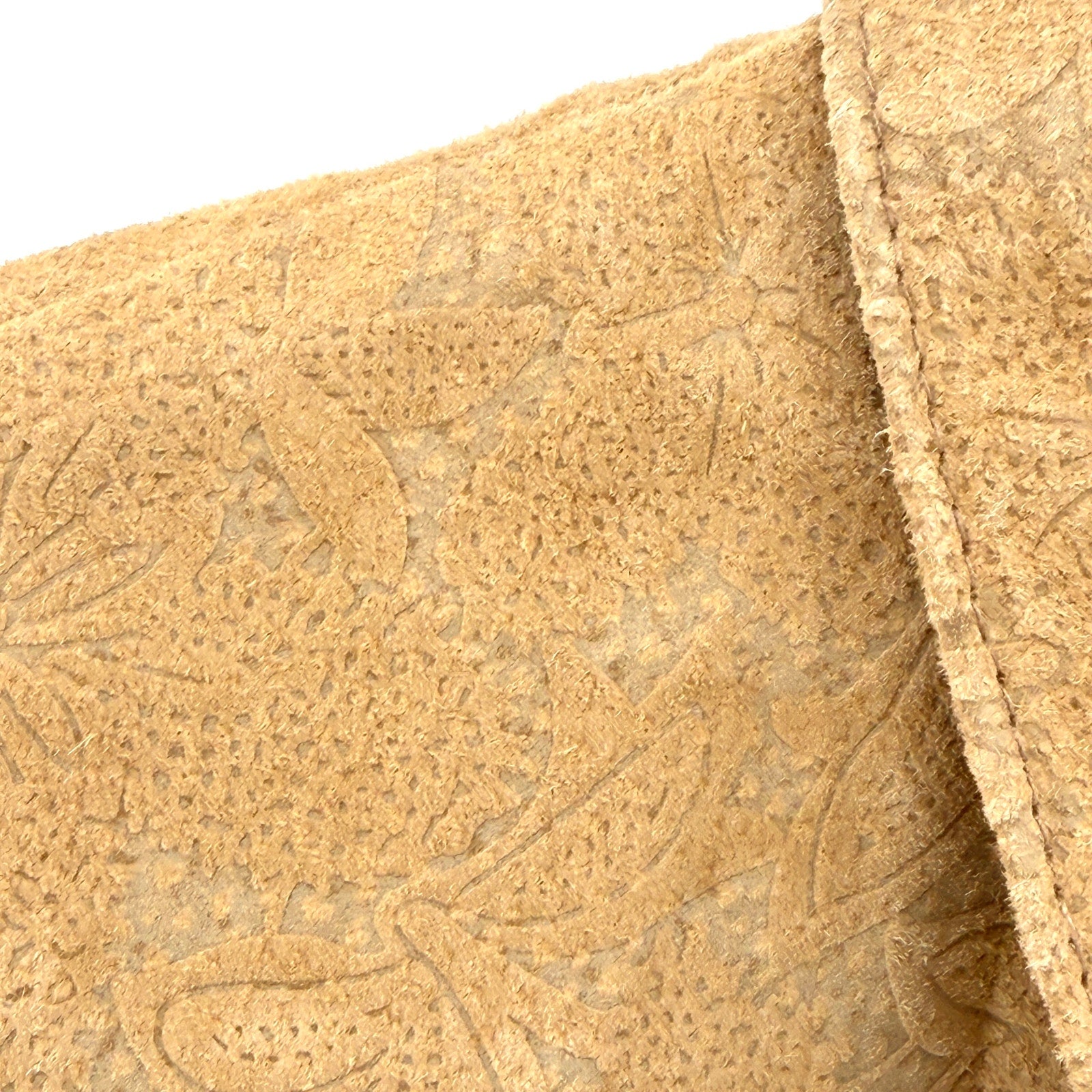 Vintage Y2K August Silk Tan Genuine Leather Suede Boho Floral Burnout Shacket