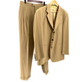 Vintage 90s Donna Karan Signature Tan Pleated JFK Jr Style 3 Button Suit