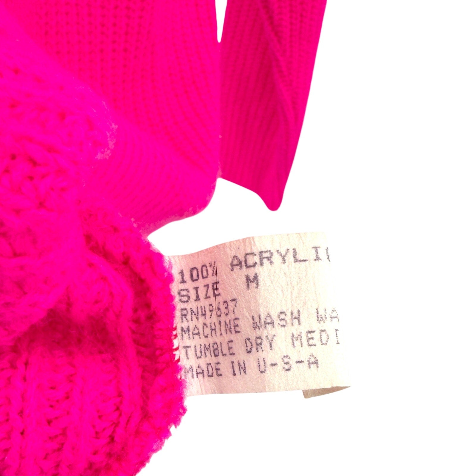 Vintage 80s Donagain Neon Pink Chunky Knit Crewneck Sweater