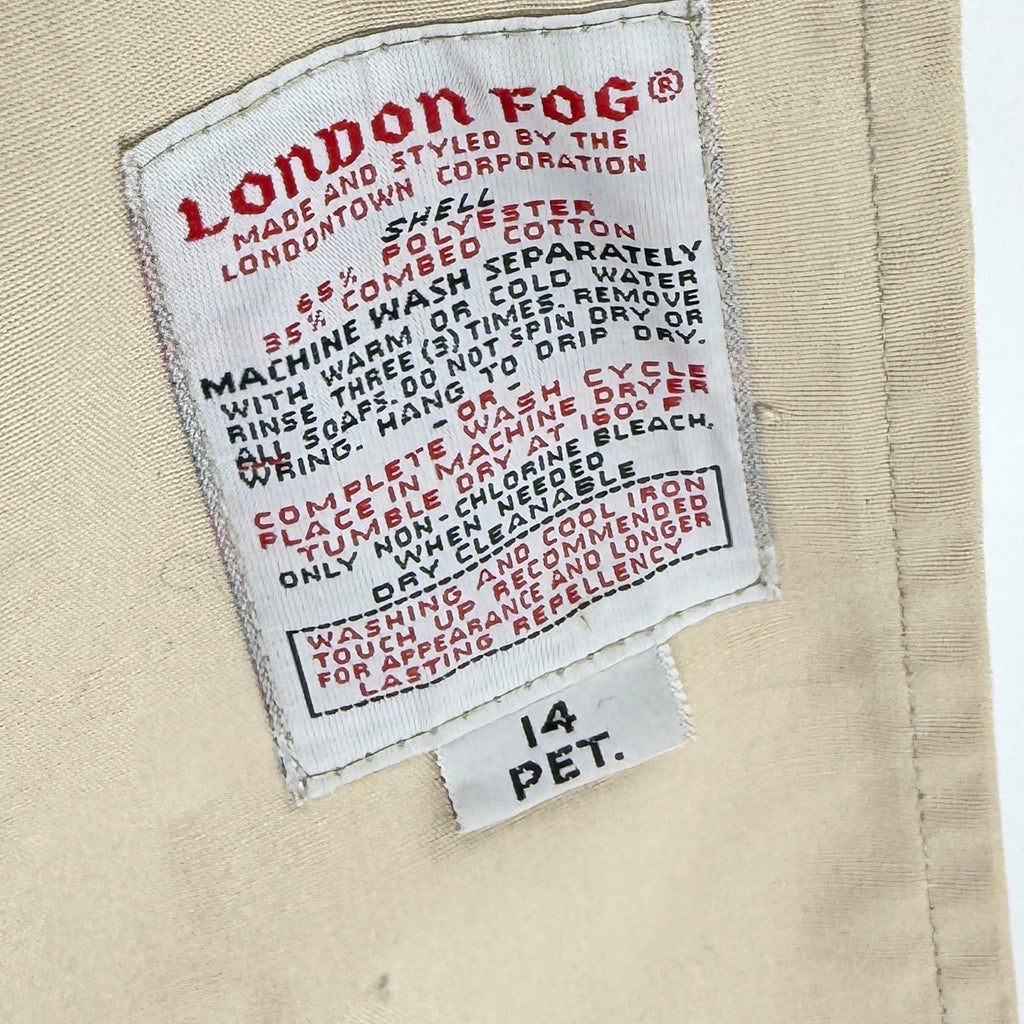 Vintage 80s London Fog Tan Classic Minimalist Fly Front Trench Coat Jacket