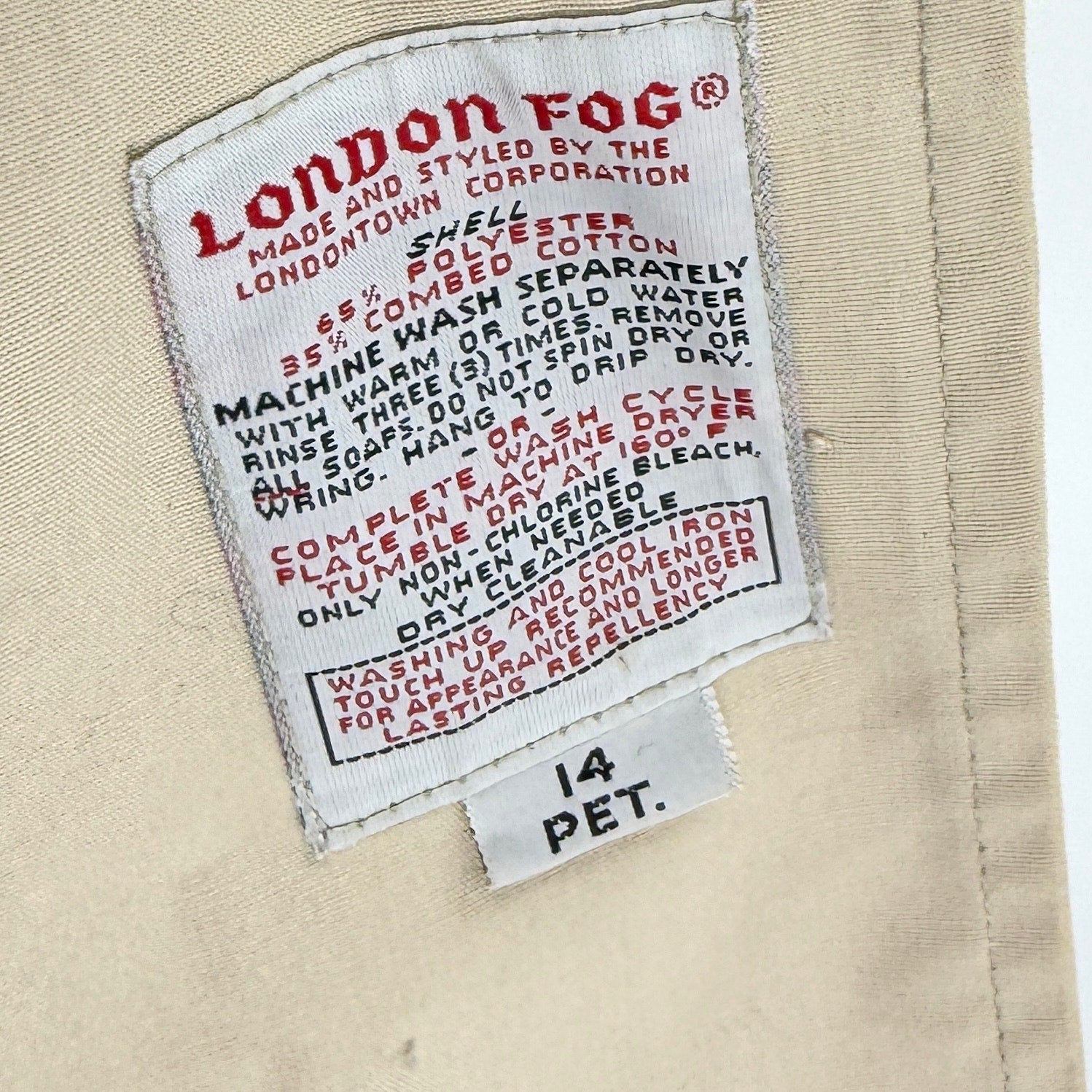 Vintage 80s London Fog Tan Classic Minimalist Fly Front Trench Coat Jacket