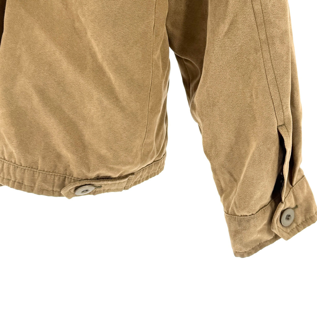 Geoffrey Beene Tan Faux Suede Minimalist Zip Up Harrington Bomber Jacket