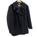 Vintage 70s Alexander's Navy Blue Double Breasted Quilted Wool Pea Coat