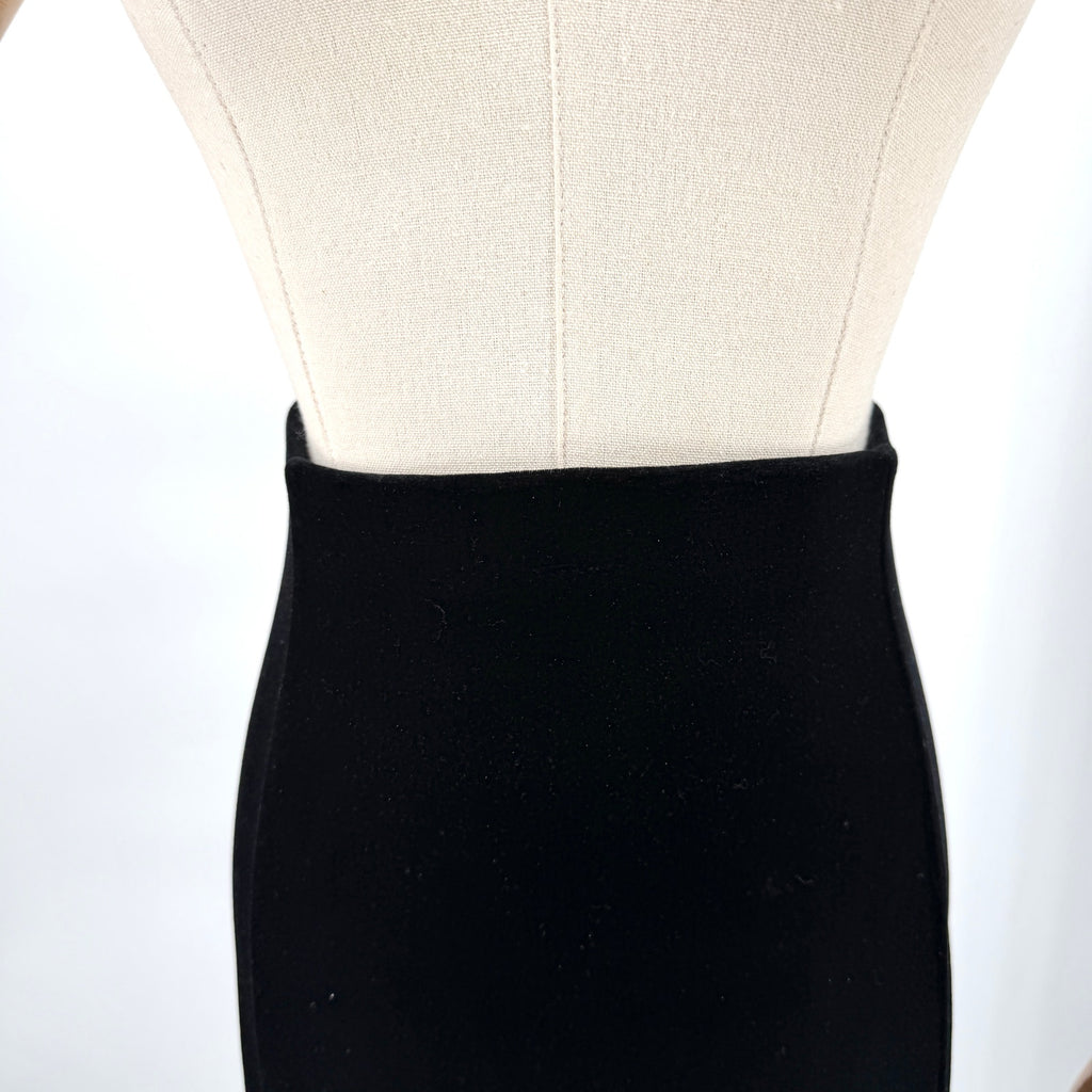 Vintage Y2K Double D Ranch Black Velvet Side Slit Mermaid Maxi Skirt