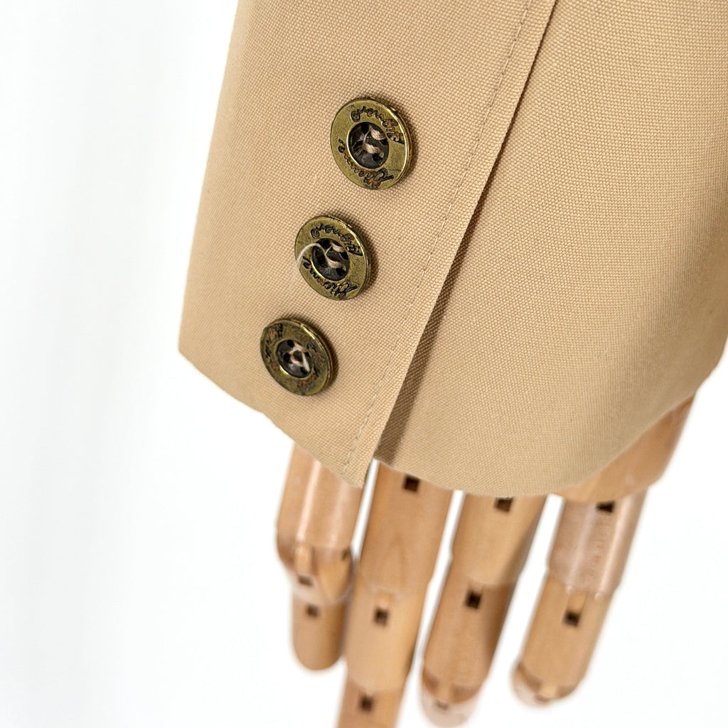 Vintage 80s Etienne Aigner Tan Equestrian Logo Clasp Pockets Blazer Jacket