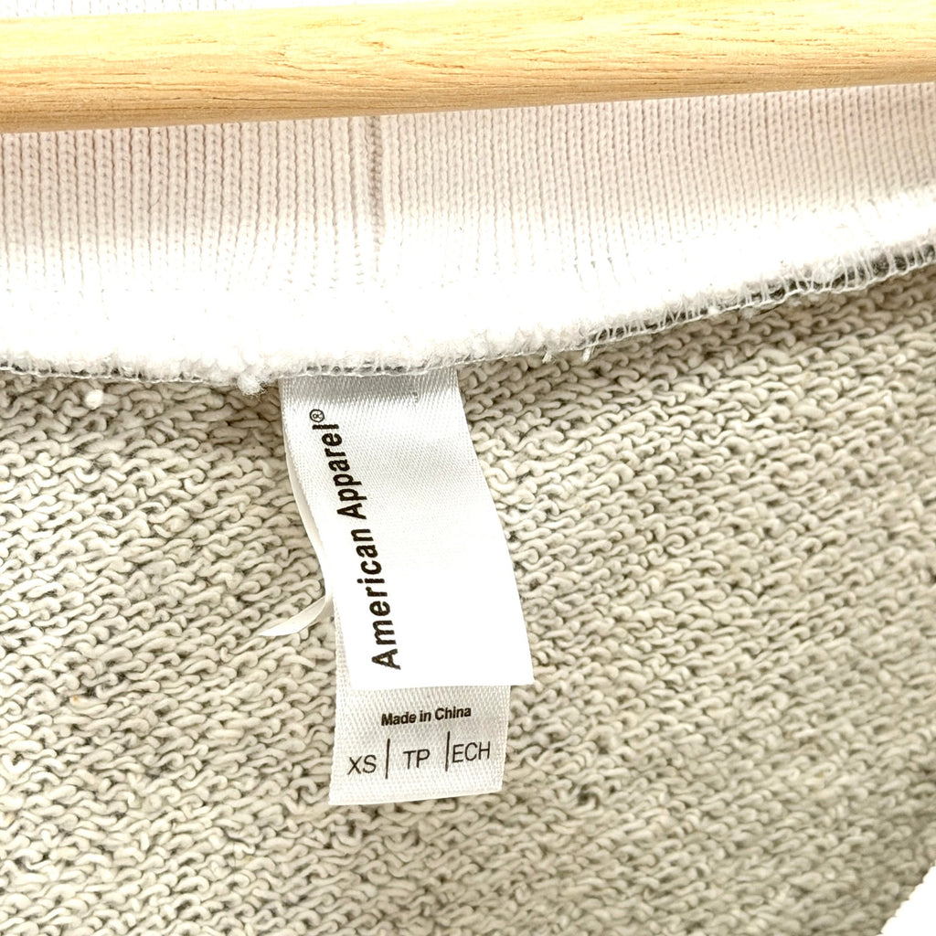 American Apparel Heather Gray Striped Trim Scoop Neck Cropped Sweatshirt