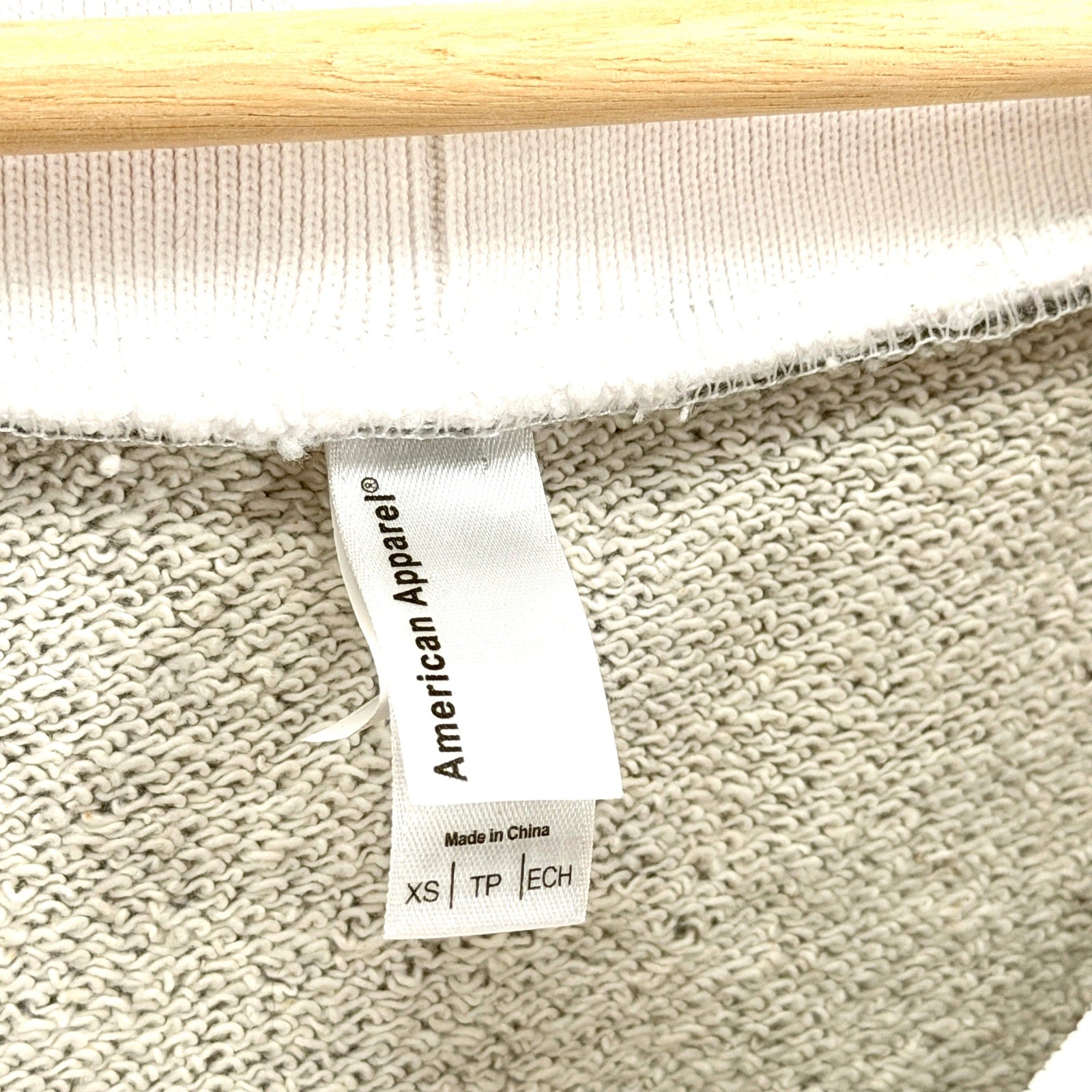 American Apparel Heather Gray Striped Trim Scoop Neck Cropped Sweatshirt