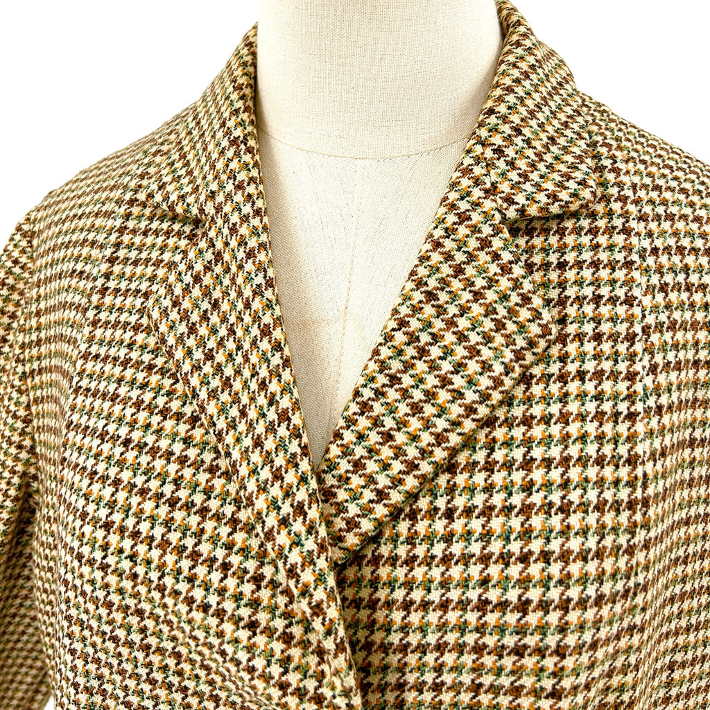Vintage 50s/60s Custom Brown Cream Tweed 100% Wool Cropped Blazer