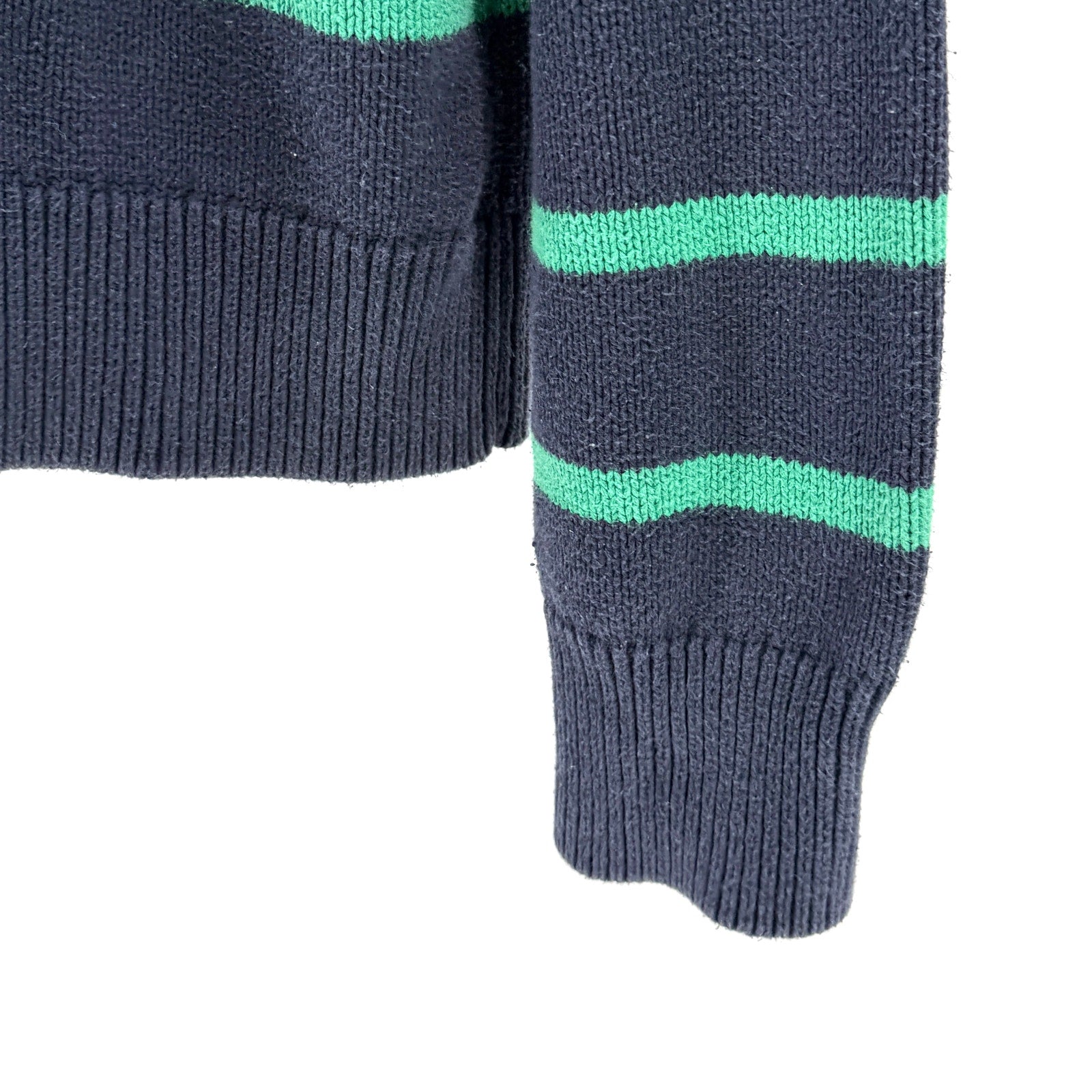 Vintage 90s Gap Navy Blue Teal Striped 100% Cotton Crewneck Sweater