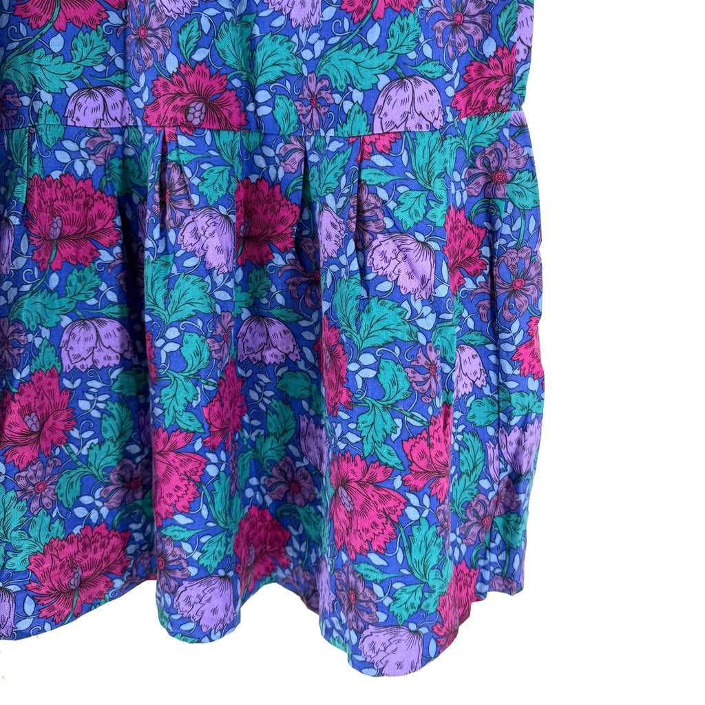 Vintage 80s Umi Collections Purple Floral Romantic Silk Wool Drop Waist Dress