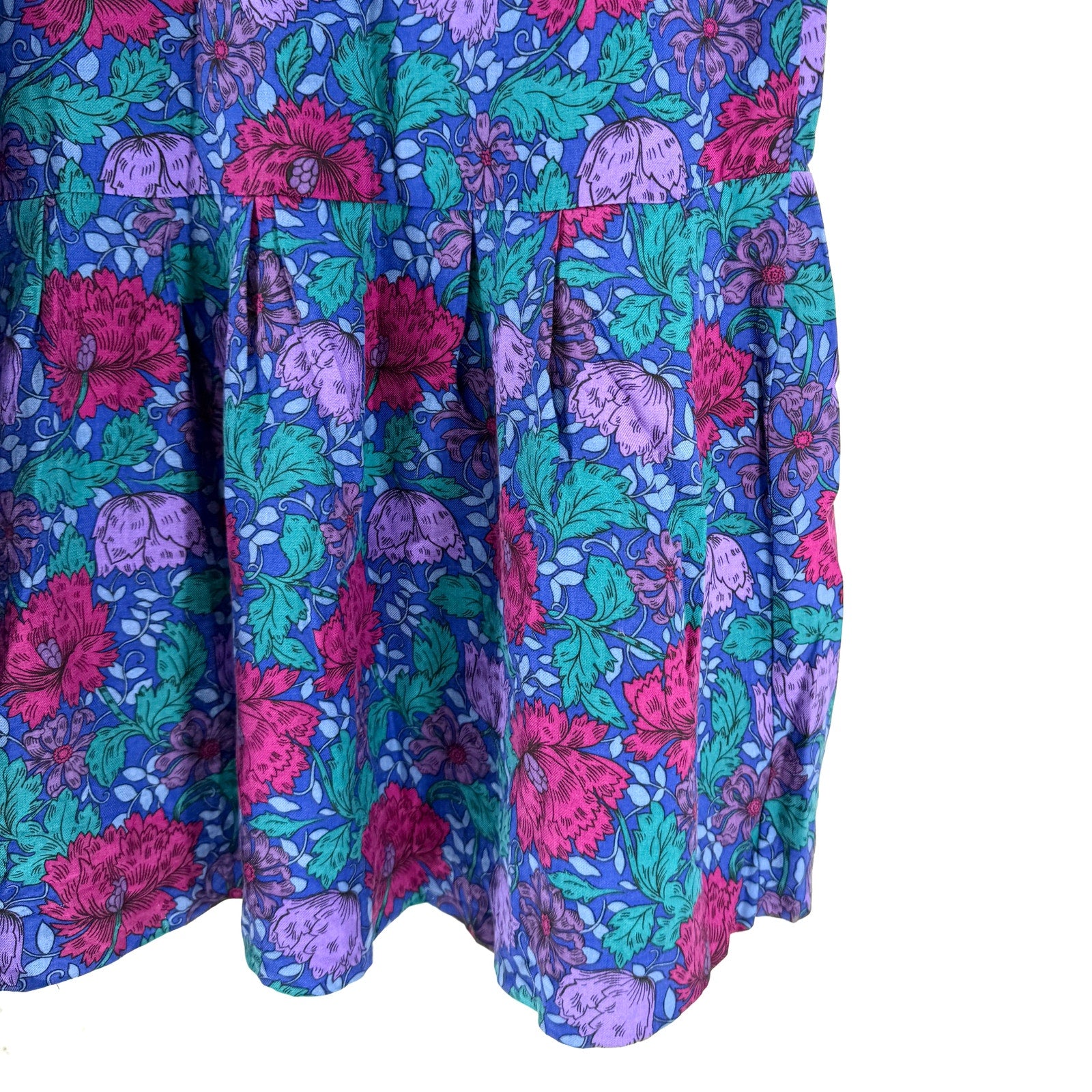 Vintage 80s Umi Collections Purple Floral Romantic Silk Wool Drop Waist Dress