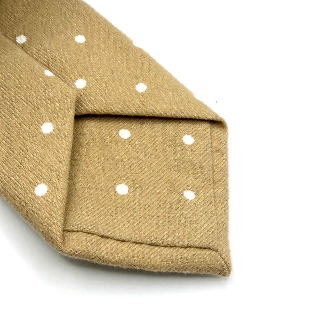 Jack Sartori Italia 100% Cotton Tan Polka Dot Necktie