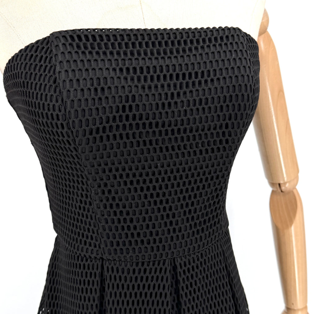 Eva Brazzi Black Strapless Mesh Net High Low Mini Dress