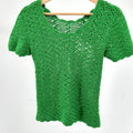 Kelly Green Crochet Open Weave Knit Top