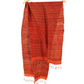 Vintage Y2K Woven Burnt Orange 100% Silk Fringed Scarf
