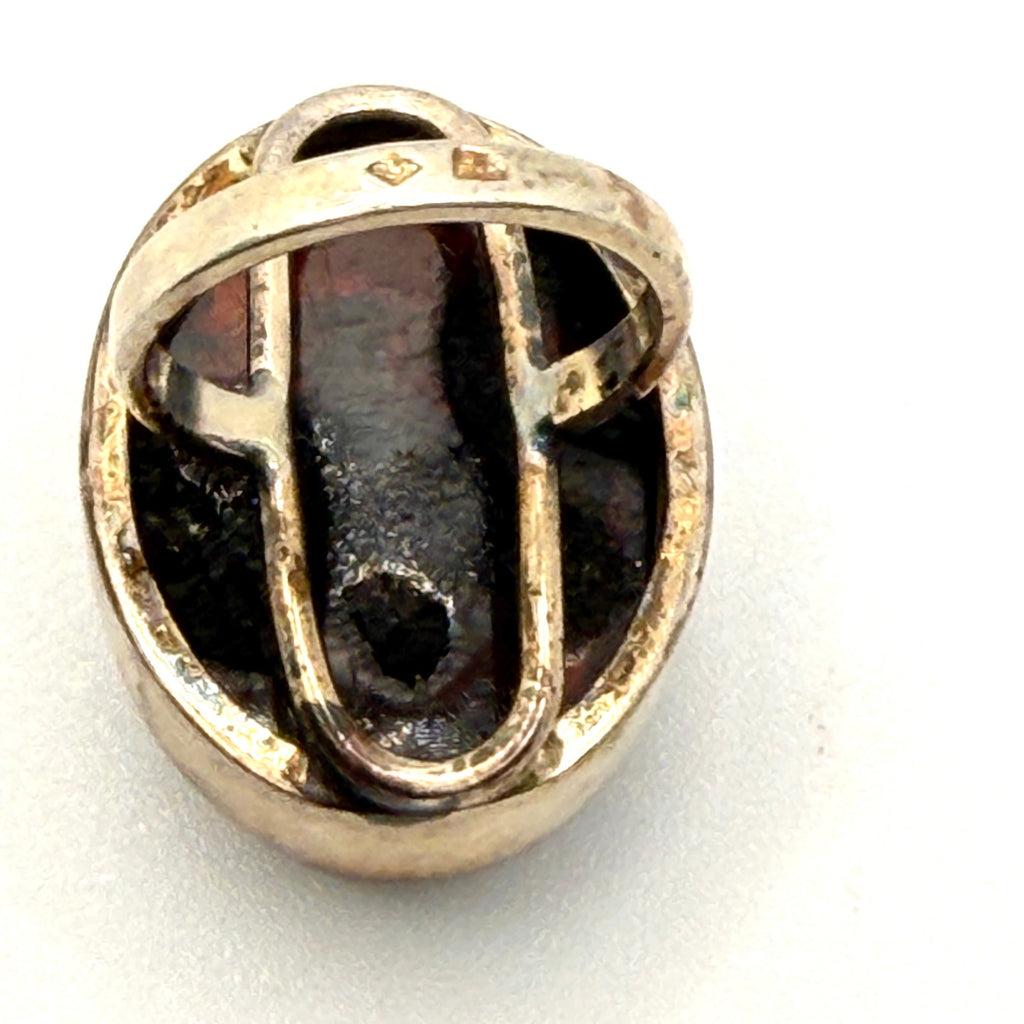 Vintage 60s Stamped Silver Cognac Amber Polish Modernist Hallmarked Ring