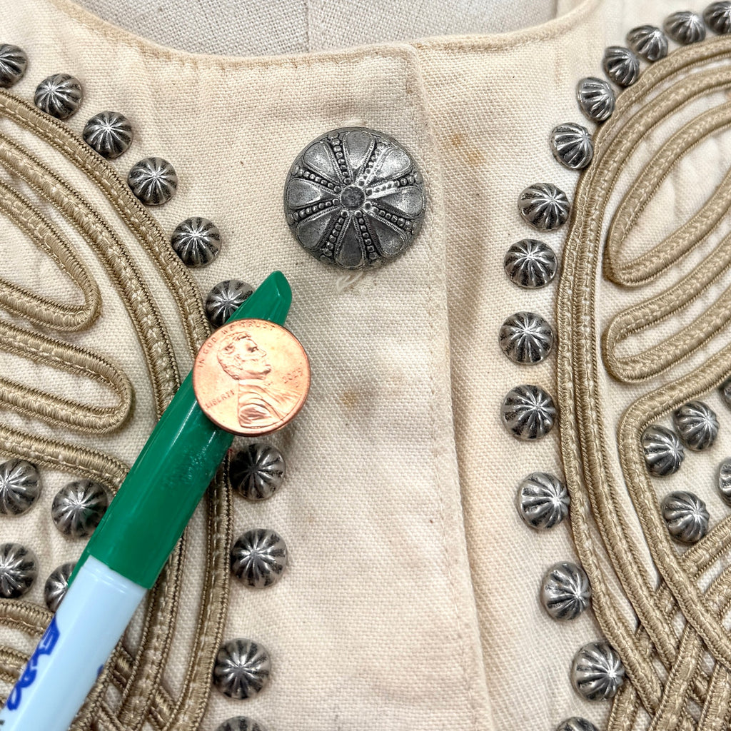 Vintage 90s Double D Ranch Cream 100% Cotton Studded Soutache Cropped Jacket