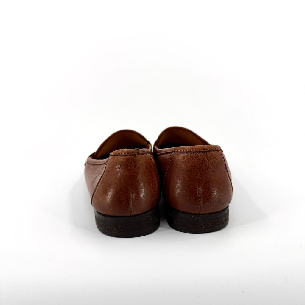 Vintage 80s Bally Italian Brown Leather Ruvera Gold Bit Loafers