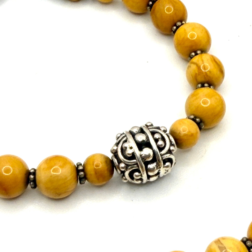 Vintage 90s Yellow Jasper Artisan Toggle Clasp Necklace Bracelet Set