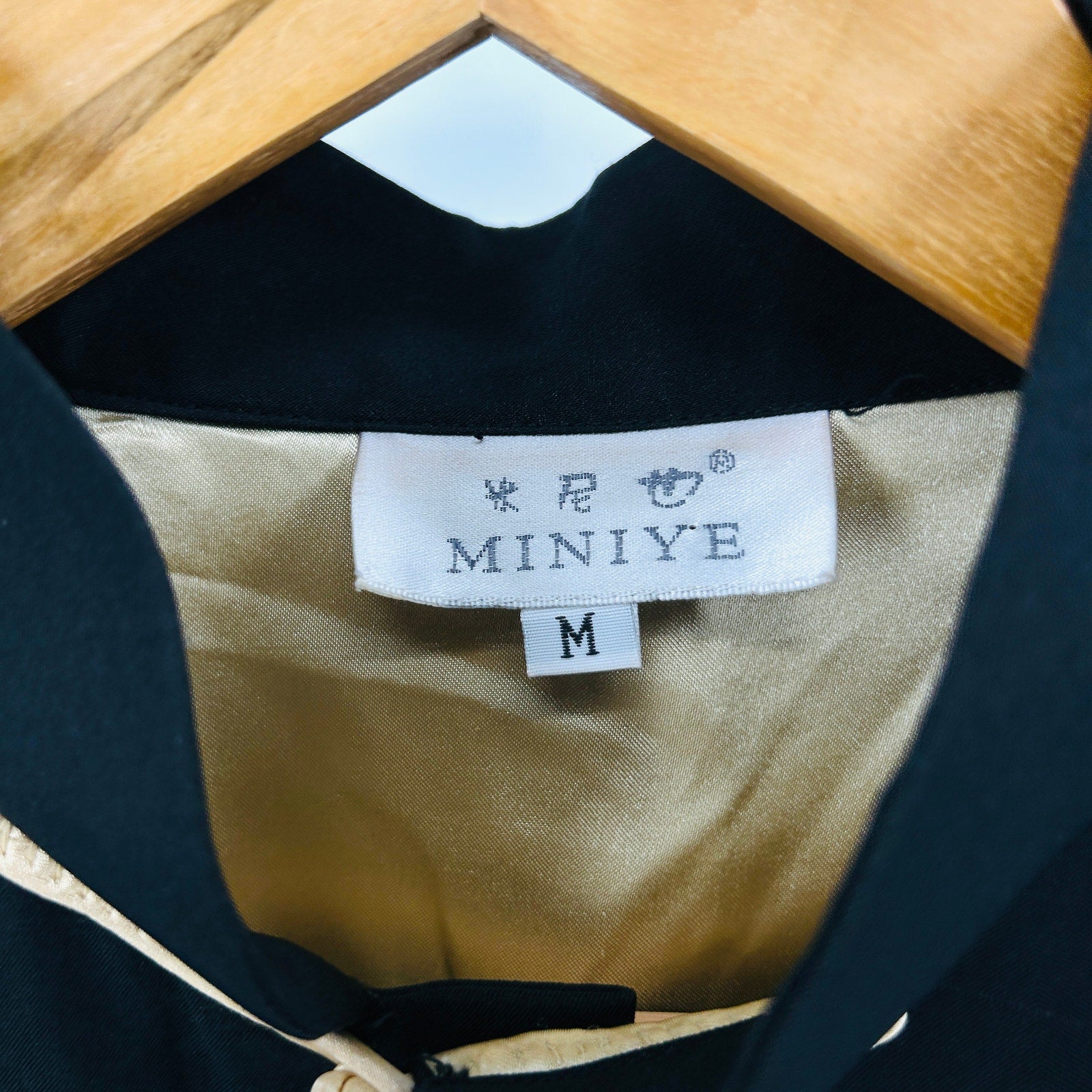 Miniye Black Gold Embroidered Satin Trim Dragon Statement Jacket