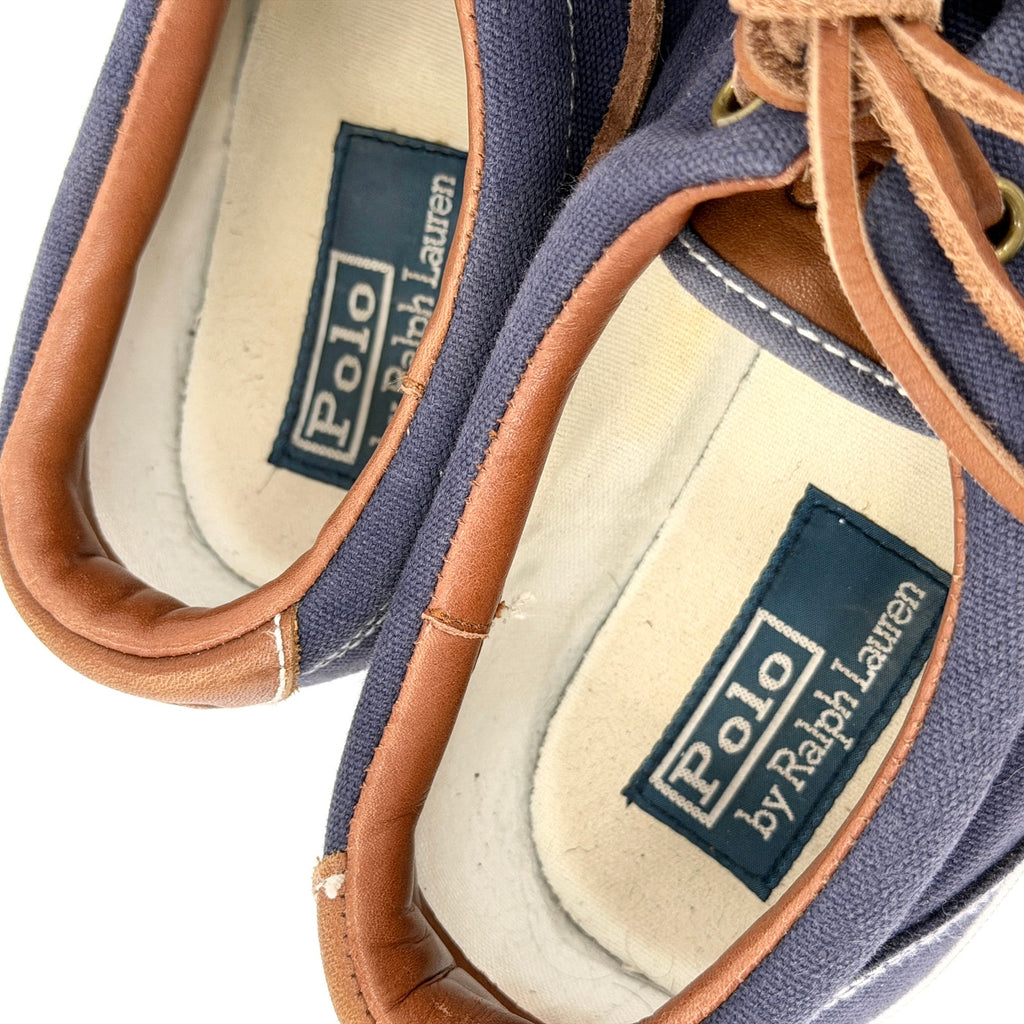 Polo Ralph Lauren Vaughn Navy Blue Leather Trim Pony Logo Sneakers