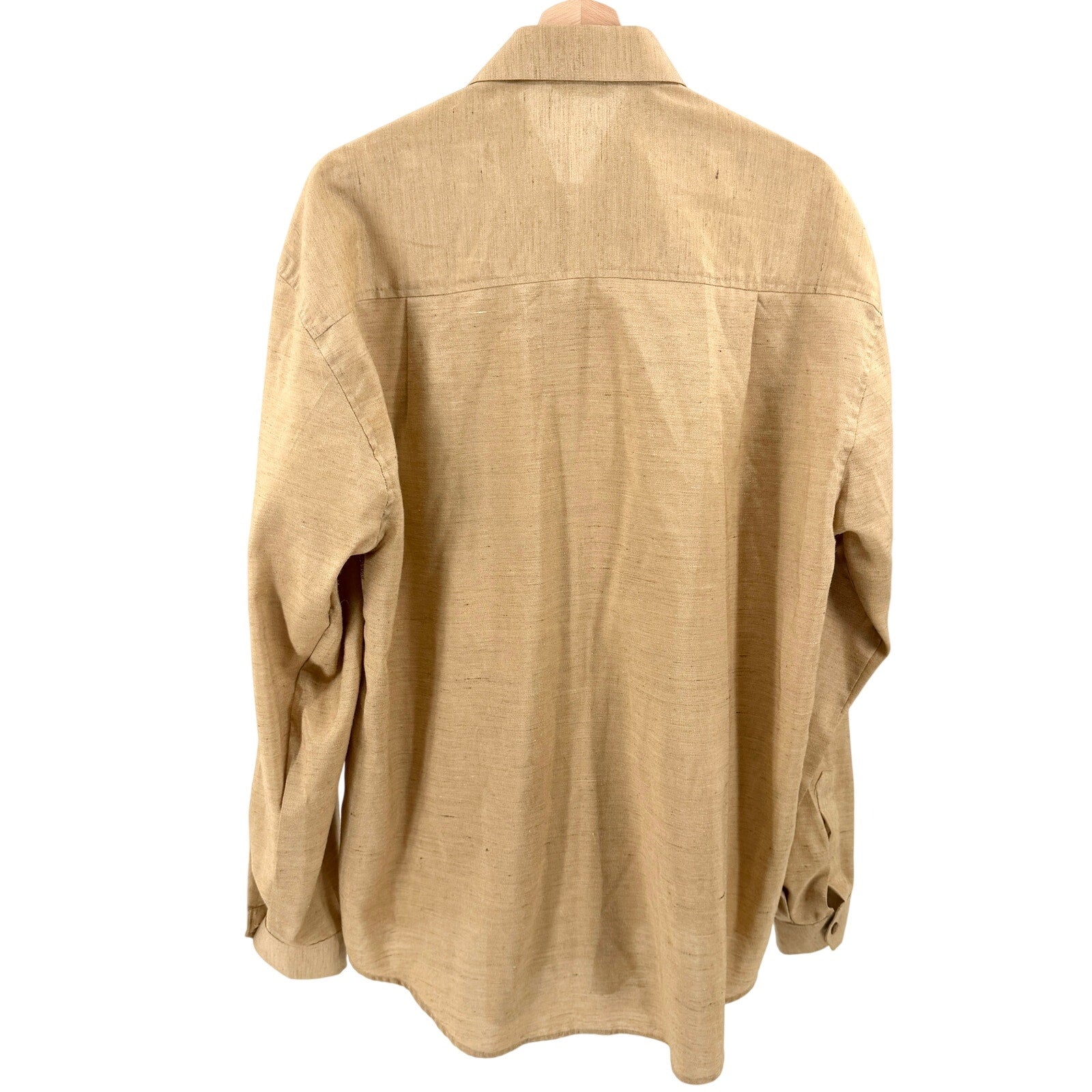 Vintage 90s Torso Bronze Tan Tapestry Print Embroidered Shirt