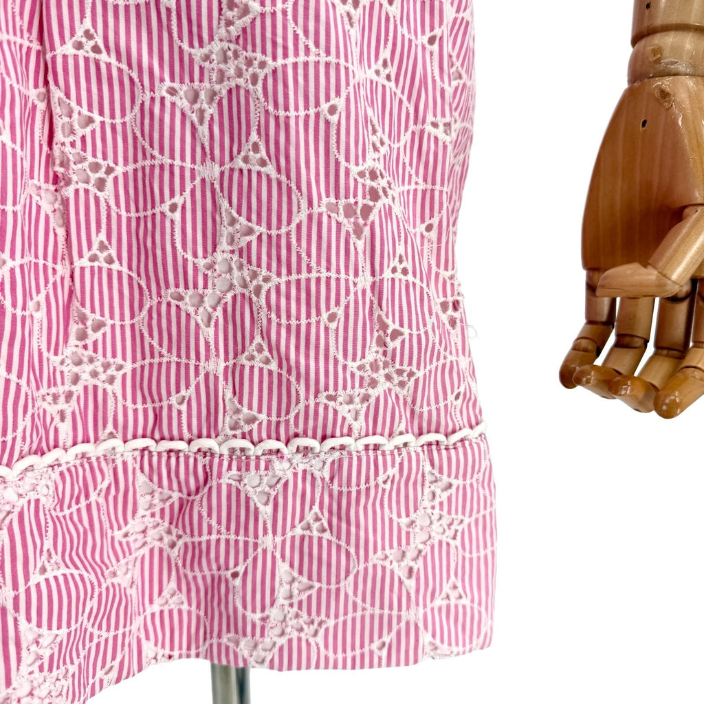 Lilly Pulitzer Pink Striped Cotton Eyelet Preppy Garden Party Empire Dress