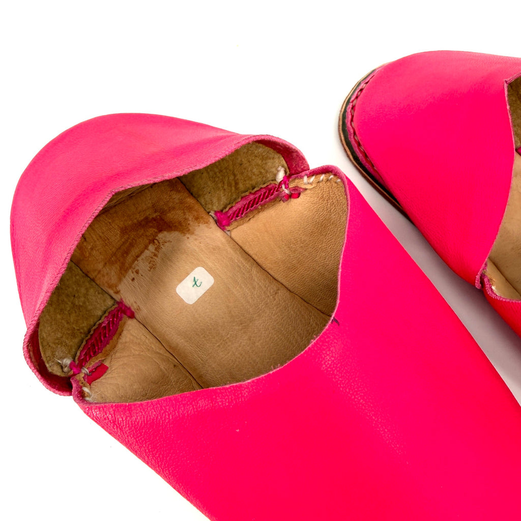 NEW Maroc Royal Asala Fes Hot Pink Genuine Leather Pointed Toe Babouche Mules