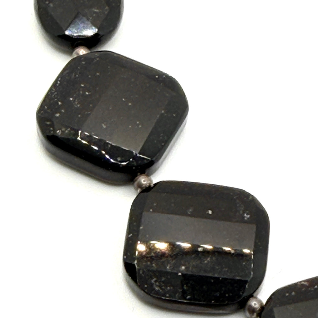 Vintage 90s Black Onyx Faceted Graduated Statement Necklace