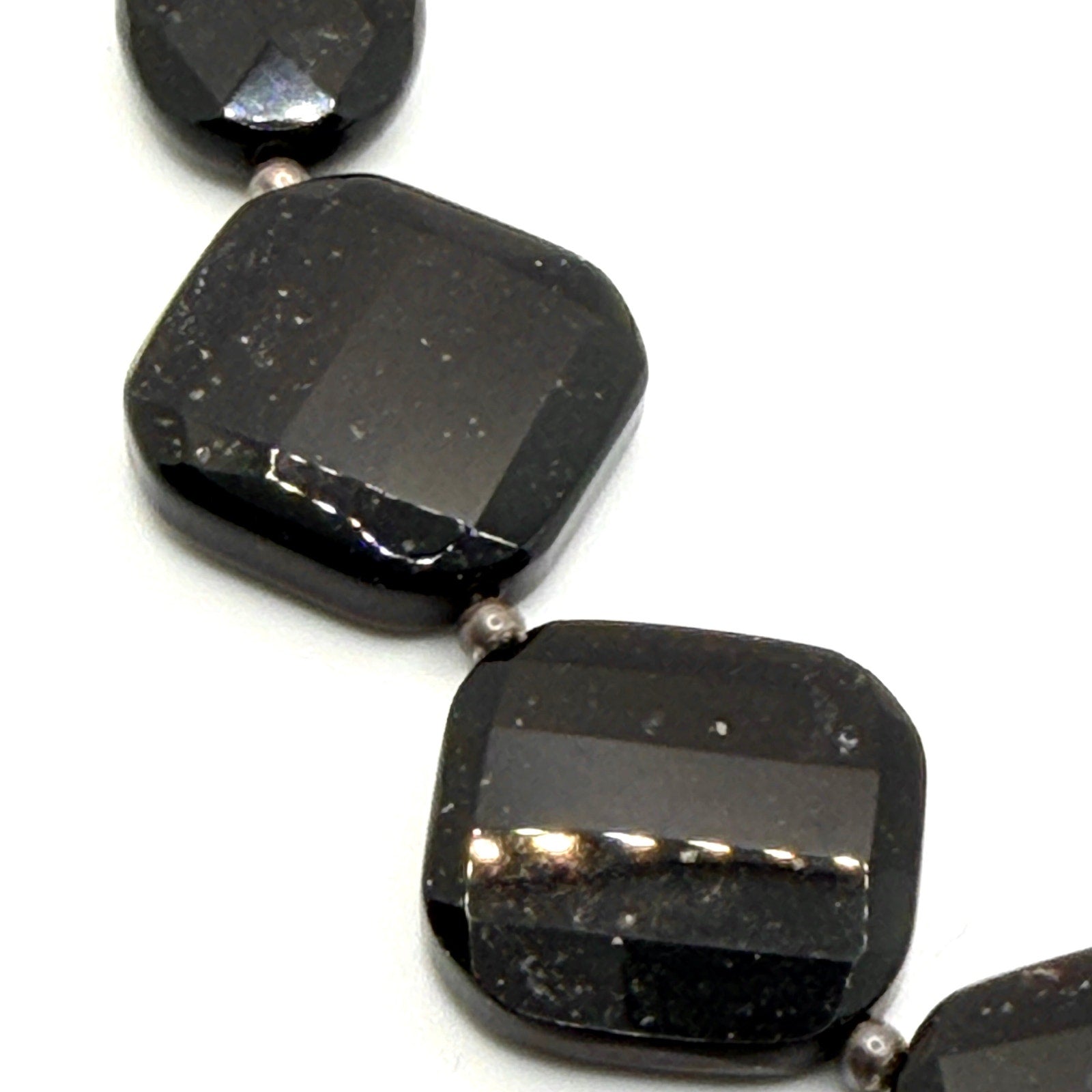Vintage 90s Black Onyx Faceted Graduated Statement Necklace
