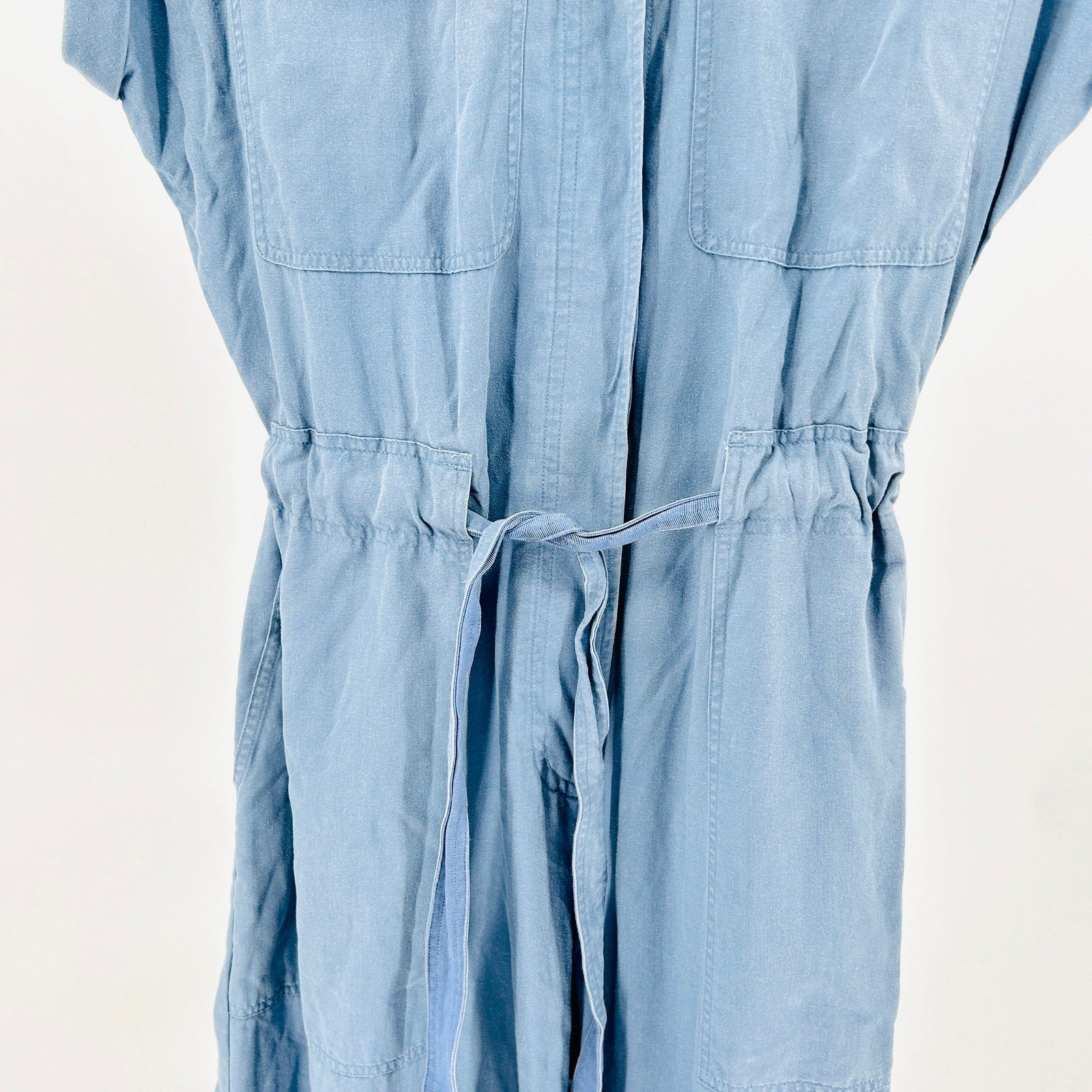 Y2K Rag & Bone Light Blue Linen Blend Button-Front Utility Jumpsuit