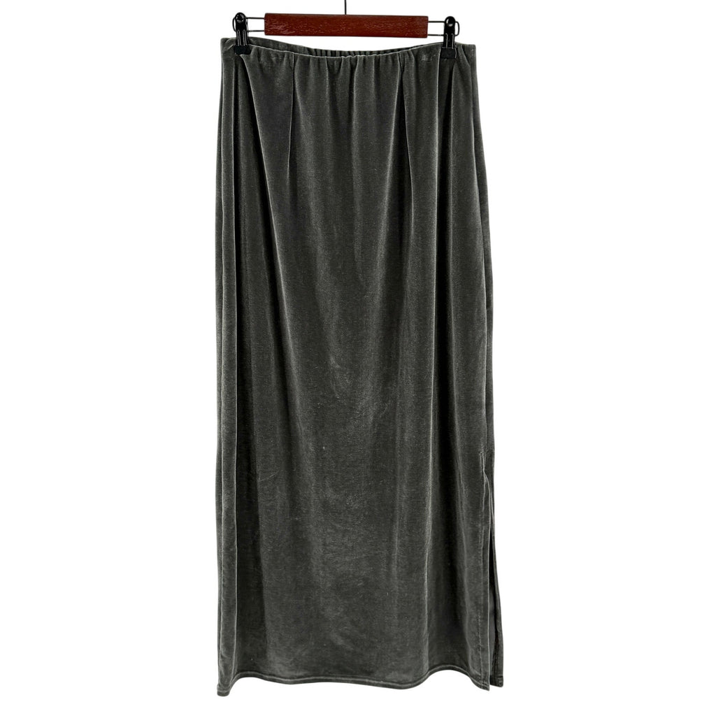 Vintage Y2K Double D Ranch Gray Velvet Country Slit Long Maxi Skirt