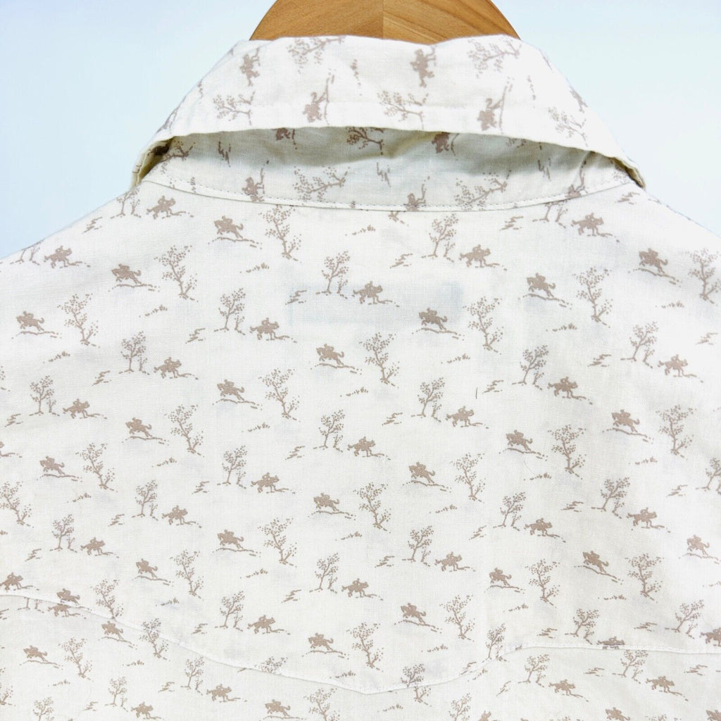 Tin Haul Cream 100% Cotton Western Rider Print Pearl Snap Shirt