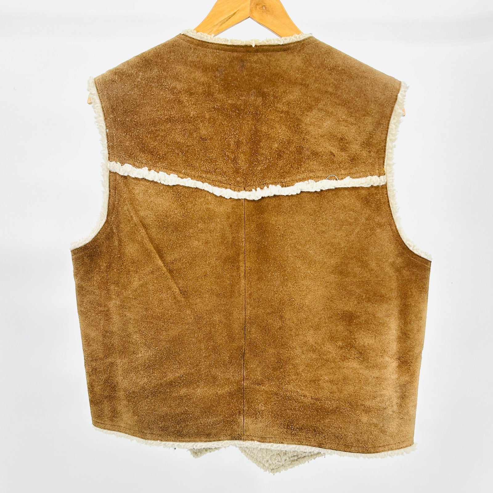 Vintage 70s Grande Bay Brown Shearling Suede Western Vest