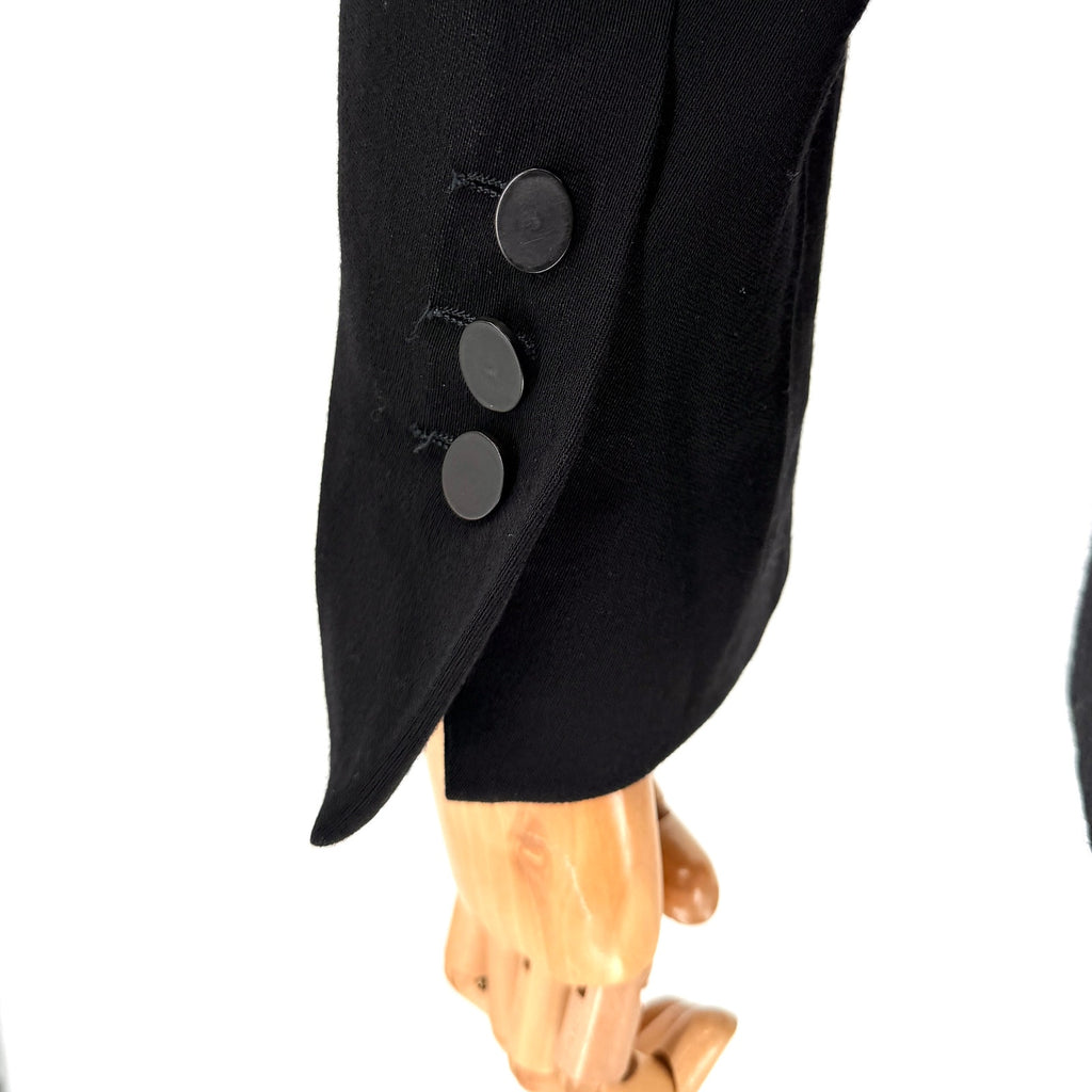 Vintage 80s Lolita Lempicka Black 100% Wool Sharp Tailoring Puff Sleeve Blazer