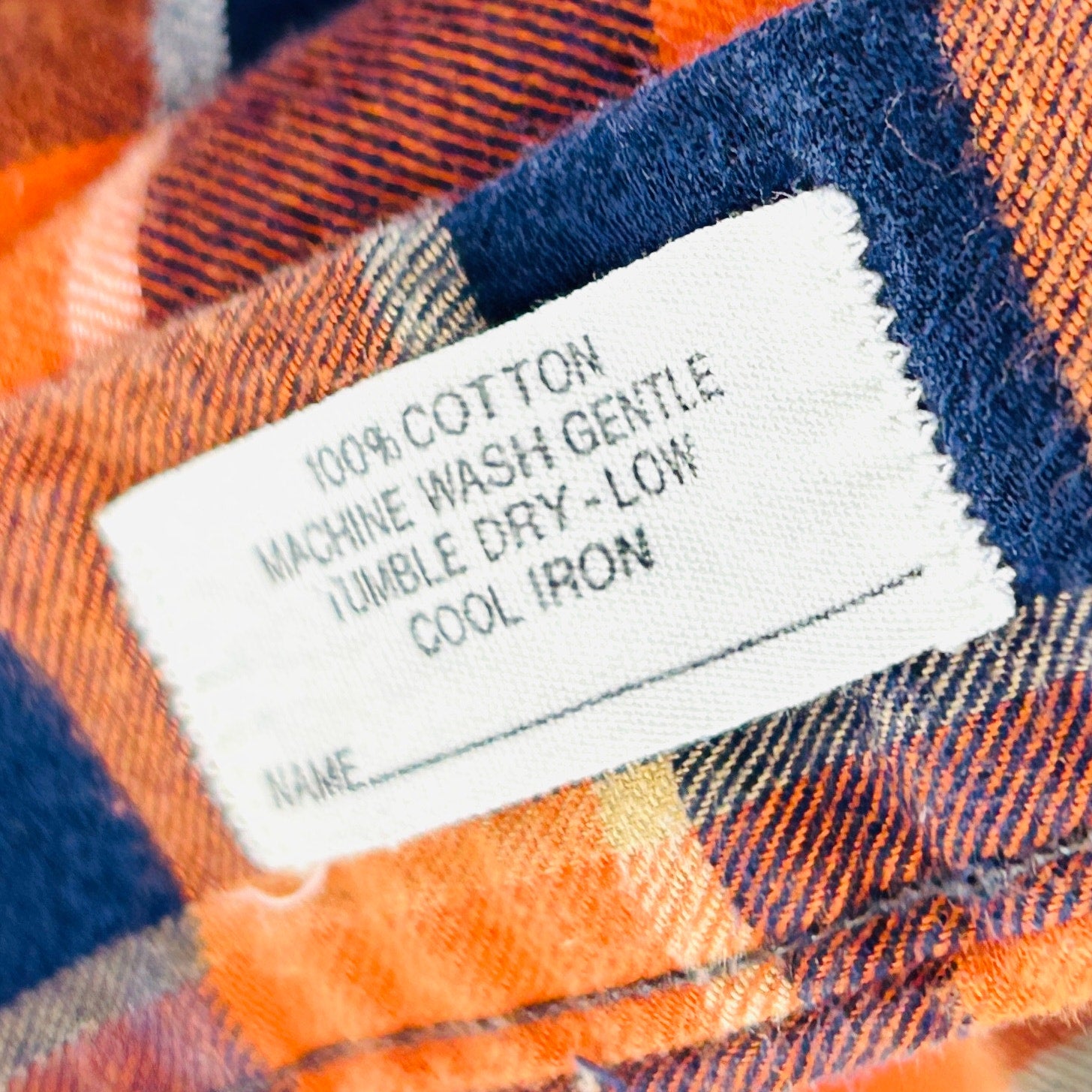 Vintage 70s Furchgott's Florida Orange Navy Plaid Cotton Button Front Shirt