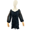 ASTR The Label Black Ruched Burnout Chiffon Cascading Ruffle Mini Dress
