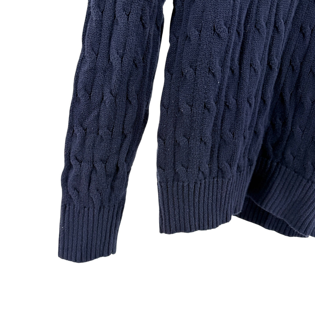 Polo Ralph Lauren Navy Blue 100% Cotton Classic Cable Knit Crewneck Sweater