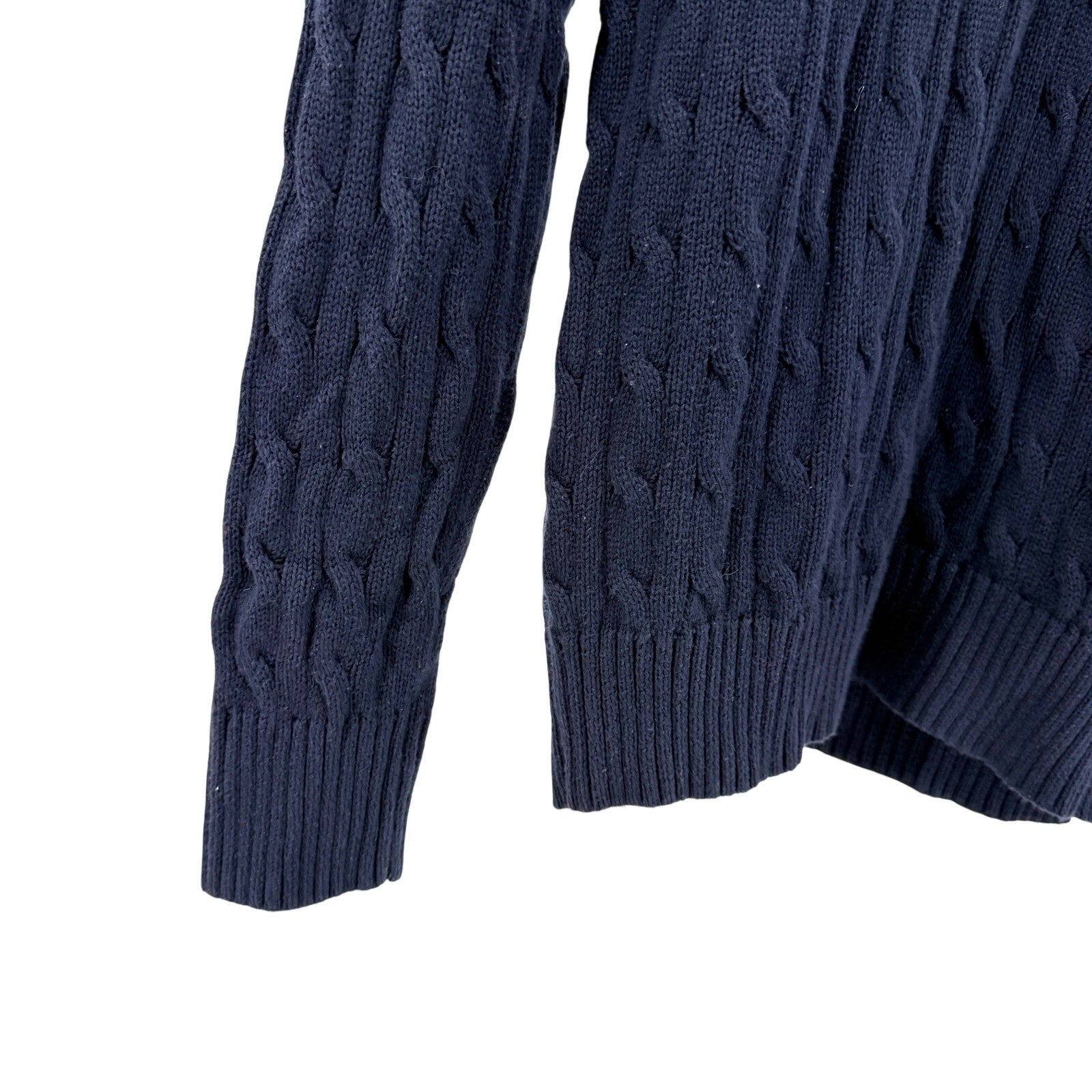 Polo Ralph Lauren Navy Blue 100% Cotton Classic Cable Knit Crewneck Sweater