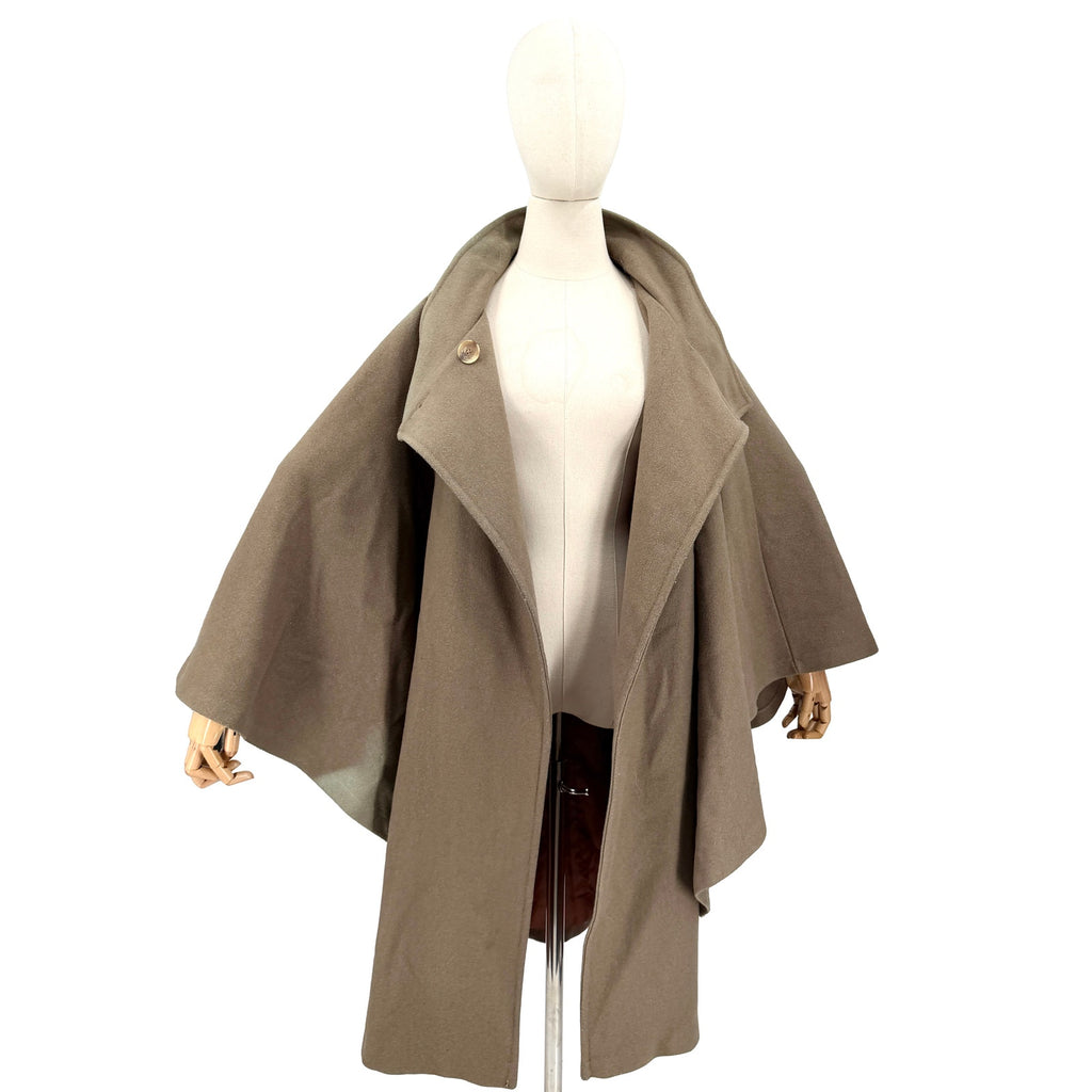 Vintage 70s Brown 100% Wool Oversized Cape