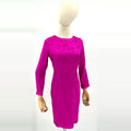 Vintage 90s Papell Petites Pink 100% Silk Floral Jacquard Formal Cocktail Dress