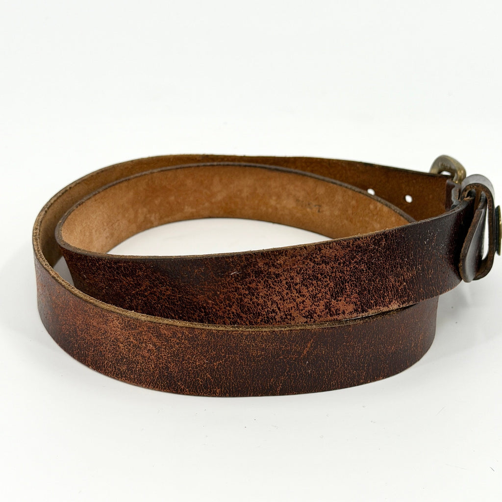 Vintage 90s Rovden Genuine Leather 12 Gauge Shotgun Shell Brass Buckle Belt