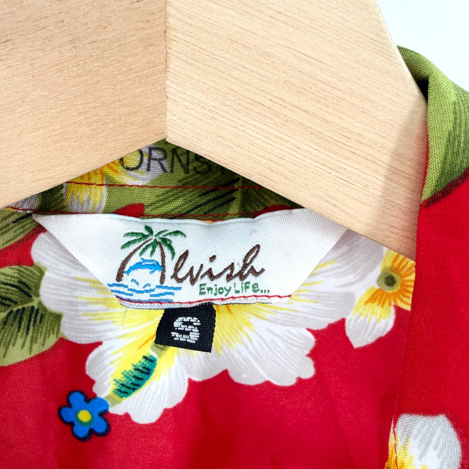 Alvish Red Yellow White Tropical Floral Hawaiian Short Sleeve Shirt