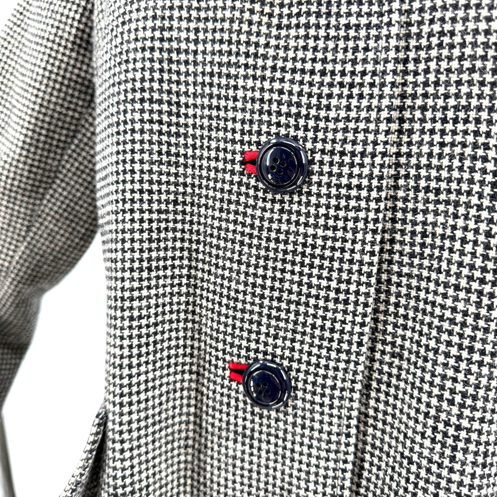 Vintage 60s Montaldos Black White Houndstooth Long Overcoat