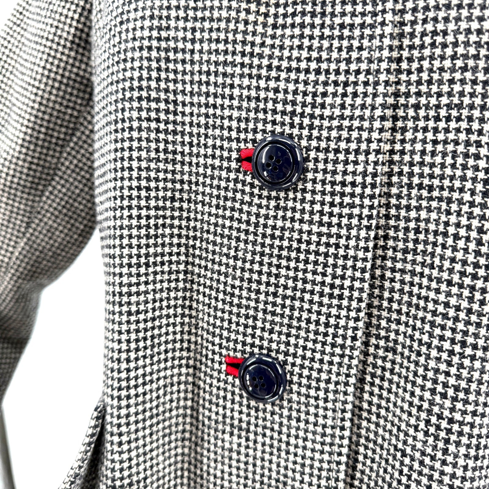 Vintage 60s Montaldos Black White Houndstooth Long Overcoat